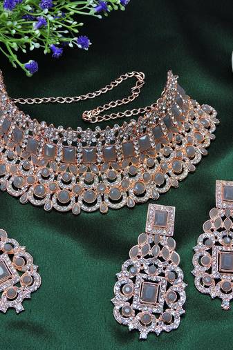 Grey designer function wear ad necklace set