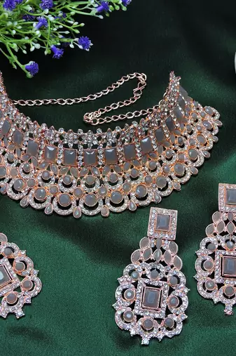 Grey designer function wear ad necklace set