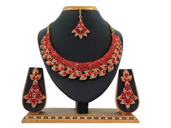 Red designer function wear ad necklace set 1