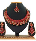 Red designer function wear ad necklace set