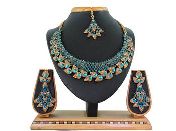 Turquoise designer function wear ad necklace set 1