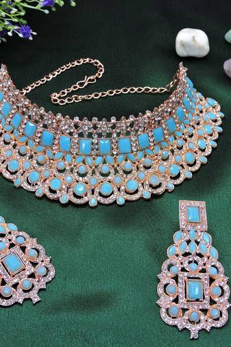 Turquoise designer function wear ad necklace set