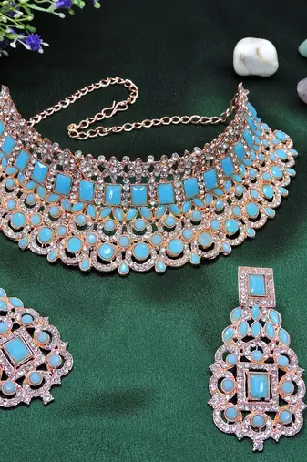Turquoise designer function wear ad necklace set