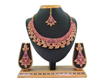 Pink designer function wear ad necklace set 1