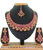 Pink designer function wear ad necklace set