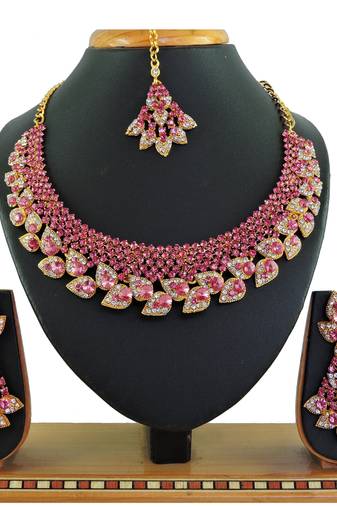 Pink designer function wear ad necklace set