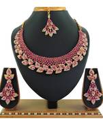Pink designer function wear ad necklace set