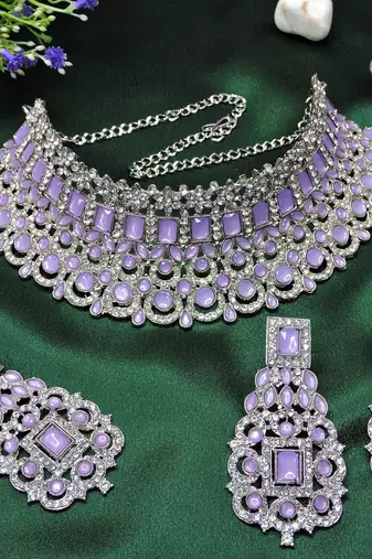 Purple designer function wear ad necklace set