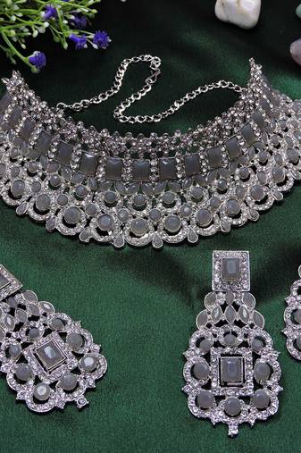 Grey designer function wear ad necklace set