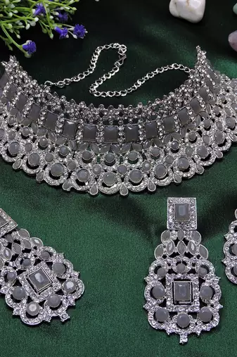 Grey designer function wear ad necklace set