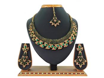 Green designer function wear ad necklace set 1