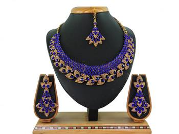 Blue designer function wear ad necklace set 1