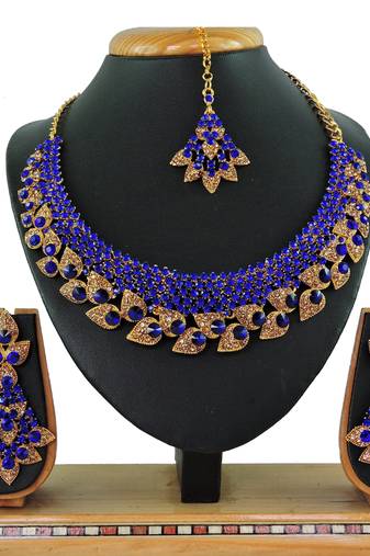 Blue designer function wear ad necklace set