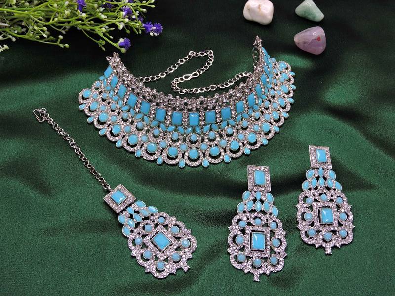 Turquoise designer function wear ad necklace set