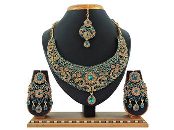 Turquoise designer function wear ad necklace set 1