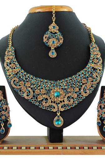 Turquoise designer function wear ad necklace set