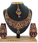 Maroon designer function wear ad necklace set