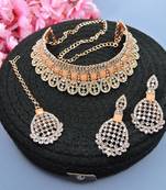Orange designer function wear ad necklace set