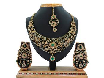 Green designer function wear ad necklace set 1