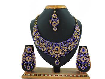 Blue designer function wear ad necklace set 1