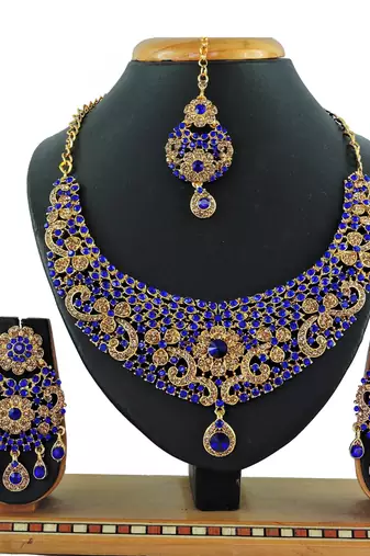 Blue designer function wear ad necklace set