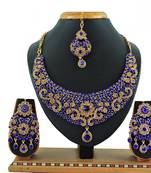 Blue designer function wear ad necklace set