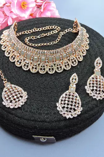 Grey designer function wear ad necklace set