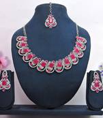 Red designer function wear ad necklace set