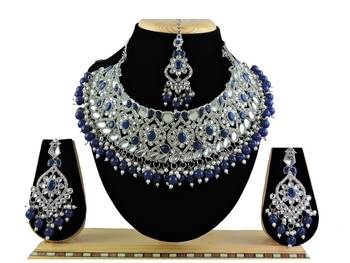 Blue designer function wear ad necklace set 1