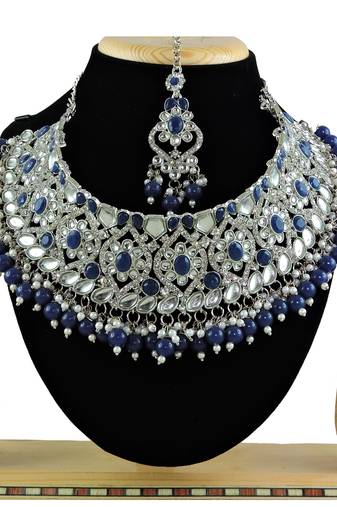 Blue designer function wear ad necklace set