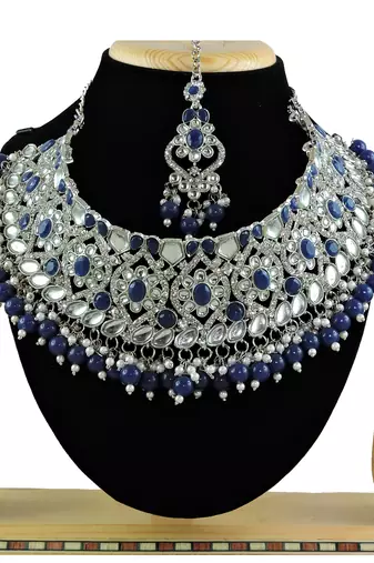 Blue designer function wear ad necklace set