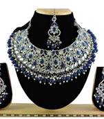 Blue designer function wear ad necklace set