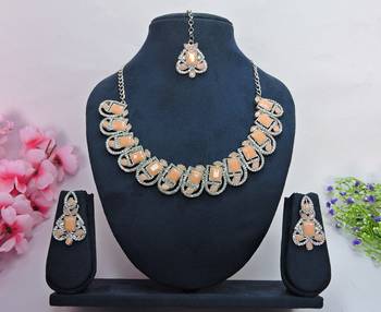 Orange designer function wear ad necklace set 1