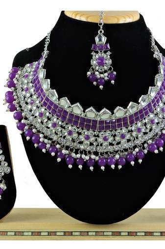 Purple designer function wear ad necklace set