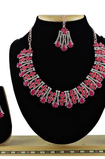 Red designer function wear ad necklace set