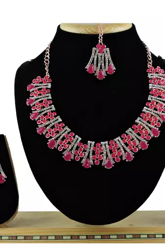 Red designer function wear ad necklace set