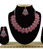 Red designer function wear ad necklace set