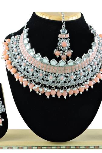 Orange designer function wear ad necklace set