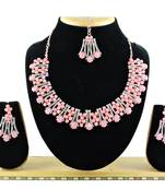 Pink designer function wear ad necklace set