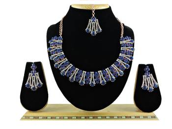 Blue designer function wear ad necklace set 1