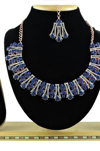 Blue designer function wear ad necklace set