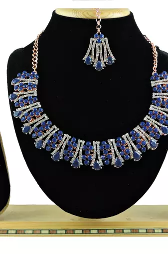 Blue designer function wear ad necklace set