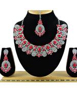 Red designer function wear ad necklace set