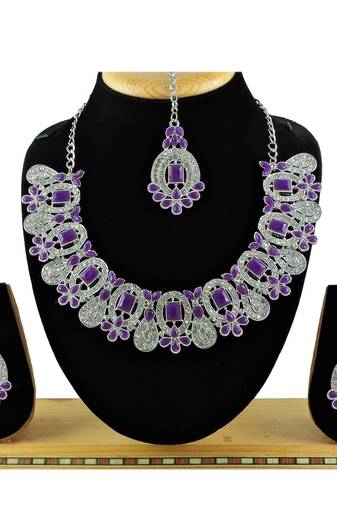 Purple designer function wear ad necklace set
