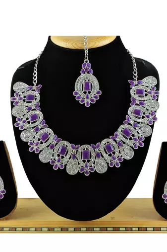 Purple designer function wear ad necklace set