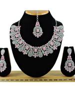 Pink designer function wear ad necklace set