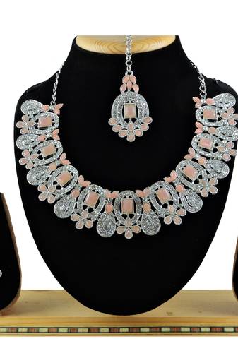 Orange designer function wear ad necklace set