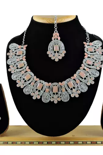 Orange designer function wear ad necklace set