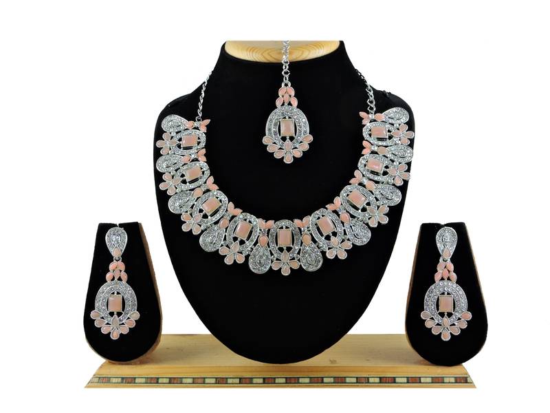Orange designer function wear ad necklace set