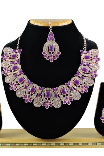 Purple designer function wear ad necklace set